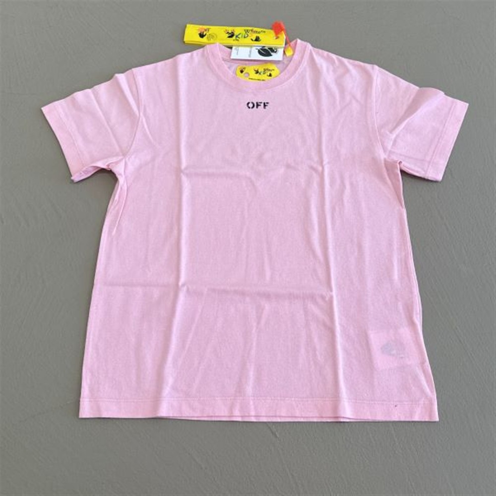 Off-White T-shirt rosa con logo centrale nero