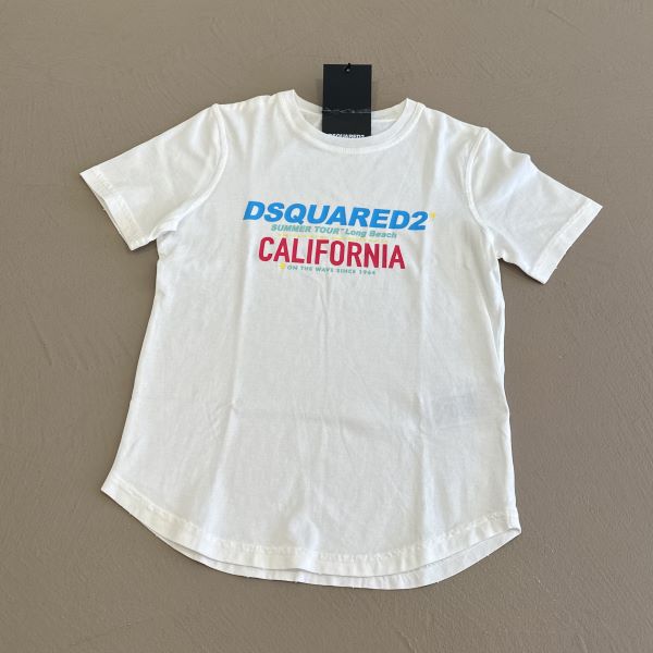 Dsquared2 T-shirt bianca con logo centrale multicolor - immagine 2