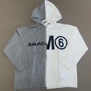 Maison Margiela giacca bicolore con logo laterale