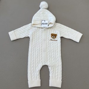 Moschino Tutina beige misto lana con logo laterale