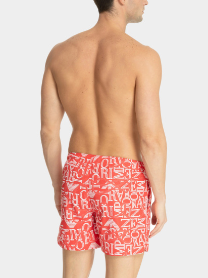 Costume da Bagno uomo a pantaloncino Emporio Armani Rosso con Stampa Logo – Taglia 54 - immagine 3