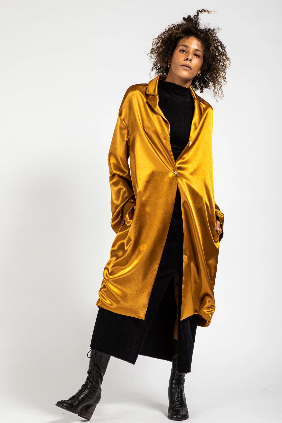 Abito Art259 Design in satin bronzo 10023 - immagine 6