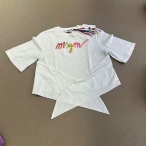 MSGM jersey cropped t-shirt girl bianco/white