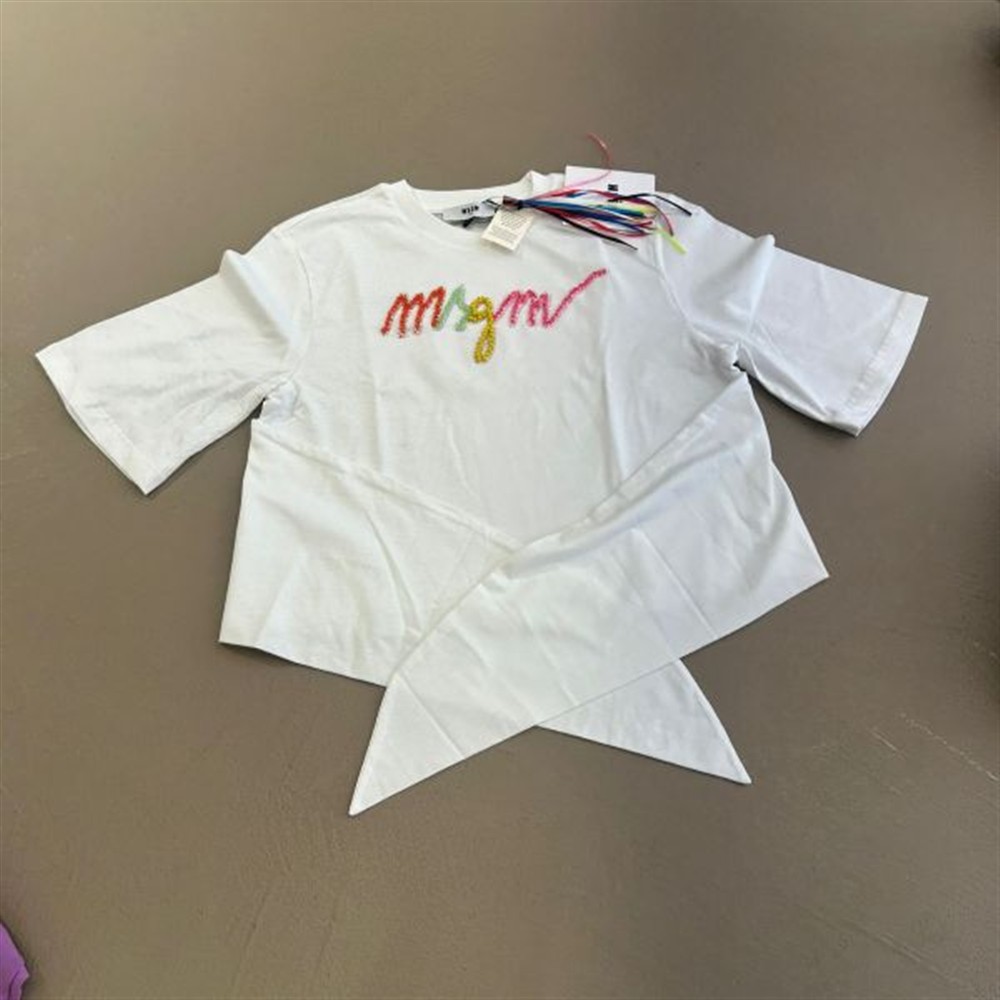 MSGM jersey cropped t-shirt girl bianco/white