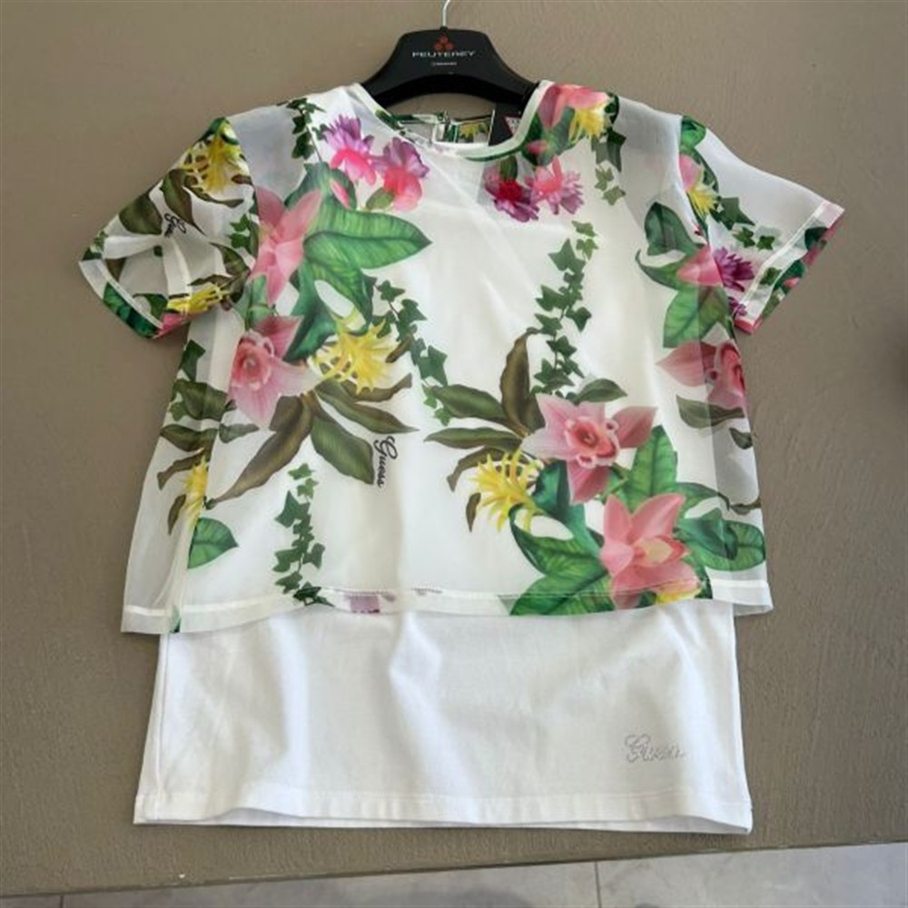 guess t-shirt bianca con fiori - immagine 2