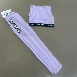 guess completo top e leggings lilla