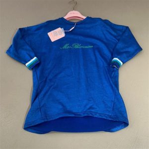 miss Blumarine abito azzurro con logo verde