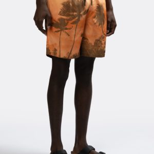 Costume uomo a pantaloncino marca Bikkembergs serie Tropical Landscape  in colore Arancio taglia M