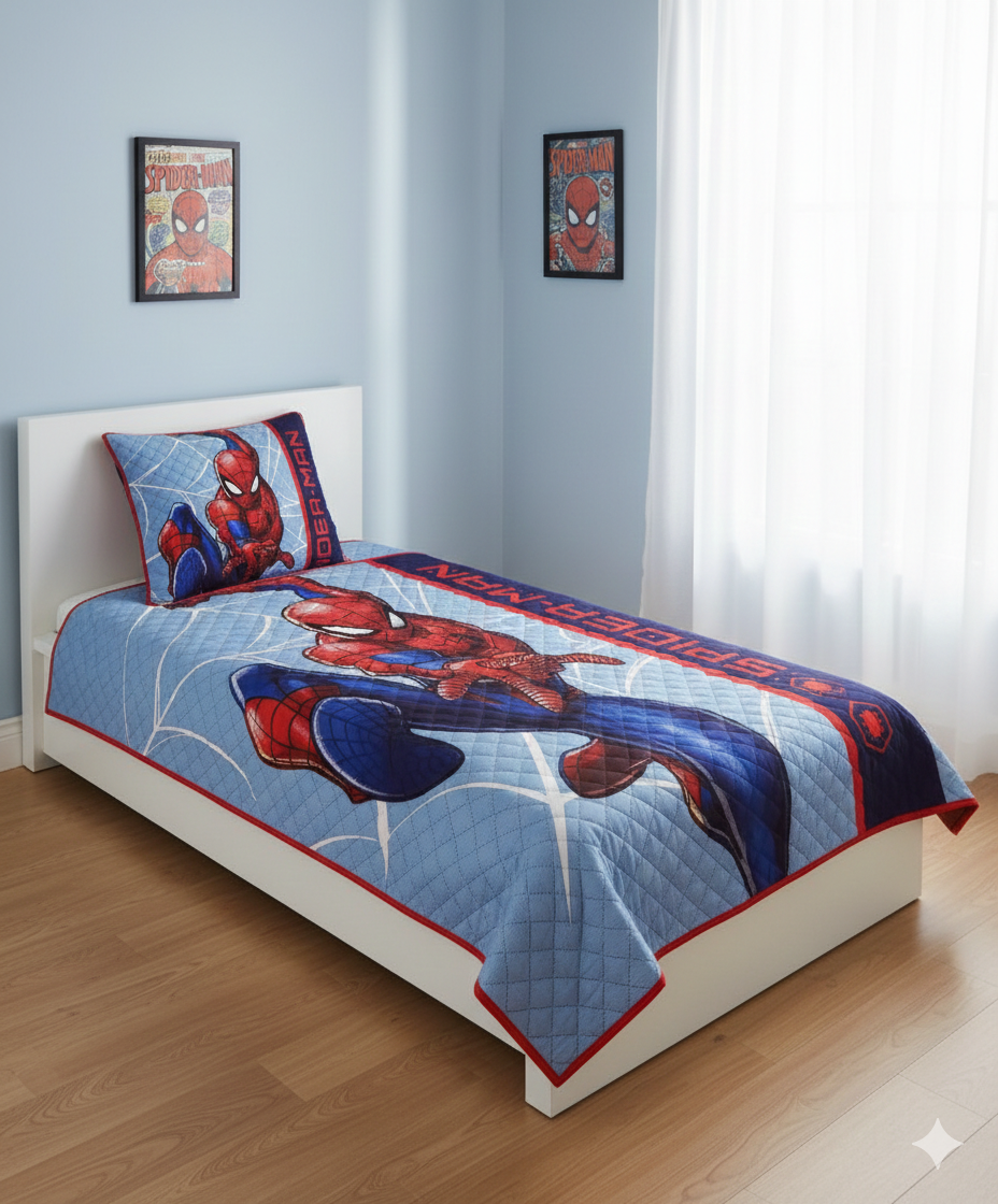 Trapuntino Singolo Primaverile/Estivo marca Disney – Marvel modello Spiderman – fondo azzurro . - immagine 2