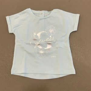 guess t-shirt celeste e argento