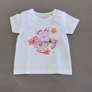 guess t-shirt bianca con fiori 2
