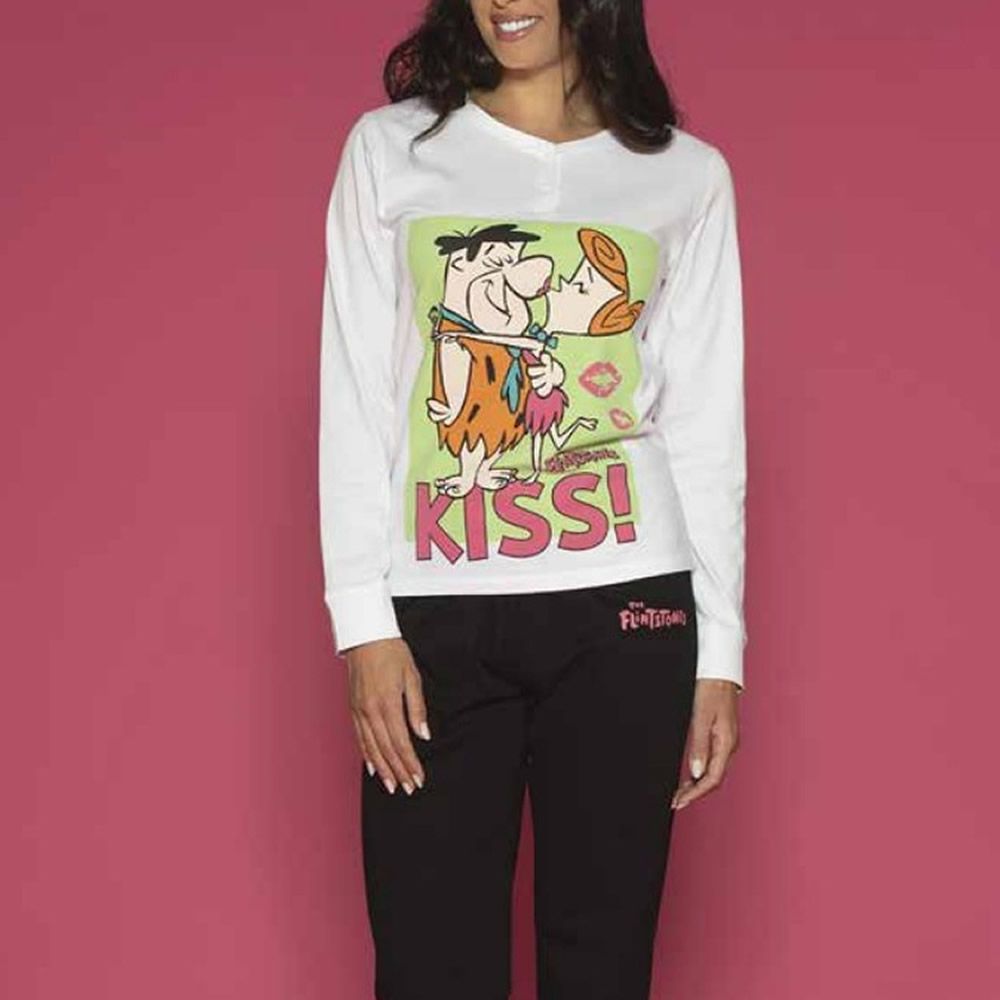 Pigiama donna marca Sabor serie “The Flintstones” a maniche lunghe in puro cotone - immagine 3