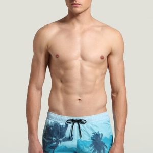 Costume uomo a pantaloncino marca Bikkembergs serie Tropical Landscape in colore Blu taglia XL