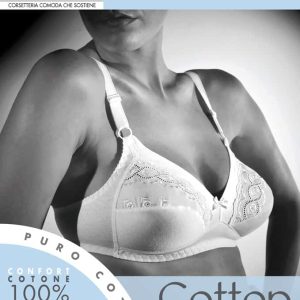 Reggiseno marca Gios articolo 301 senza ferretto in cotone biologico e pizzo San Gallo