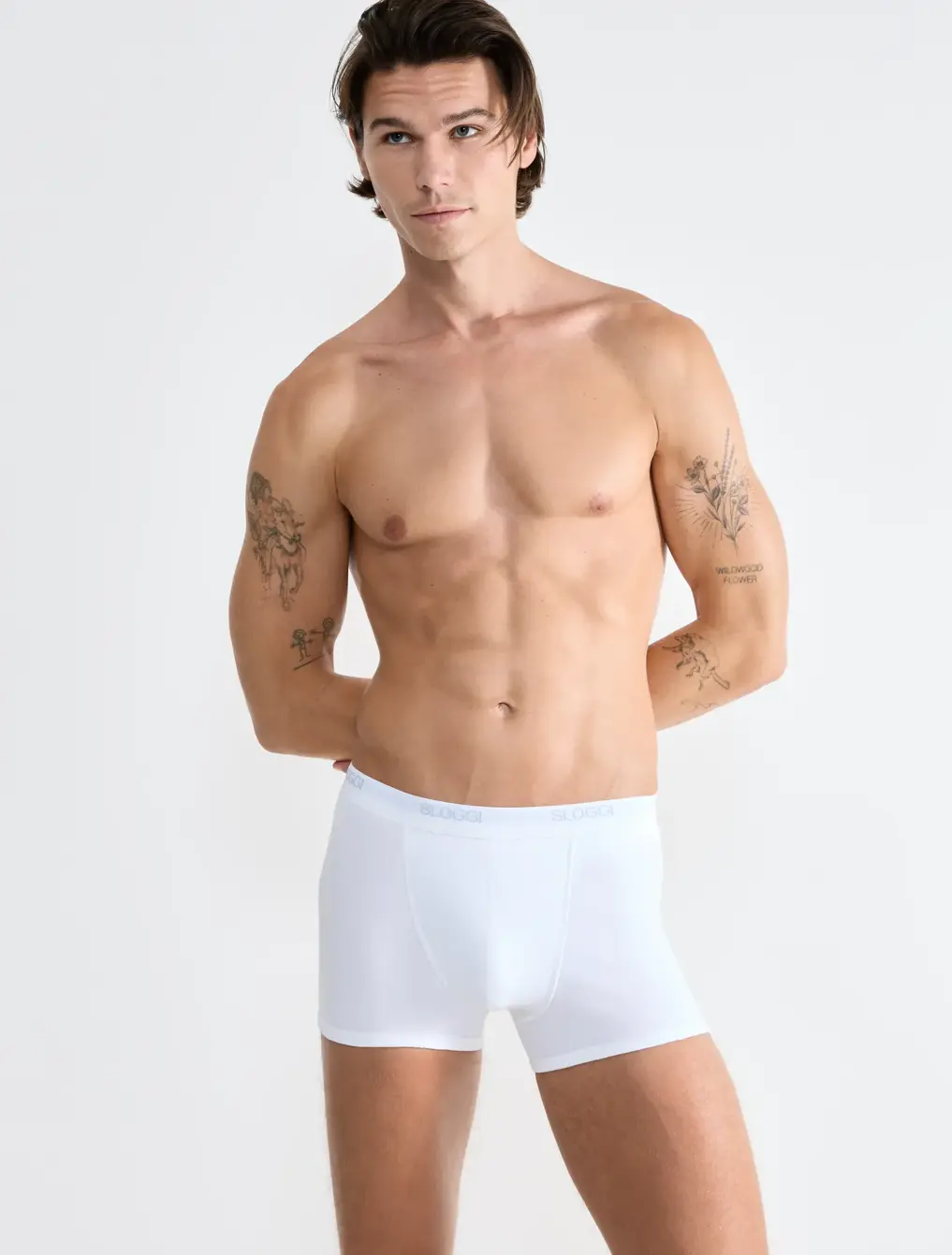 Boxer uomo marca Sloggi modello Short Basic in cotone elasticizzato in confezione da 2 pezzi - immagine 3