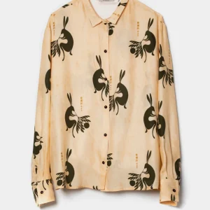 Blusa Balia in seta beige verde B09ST114