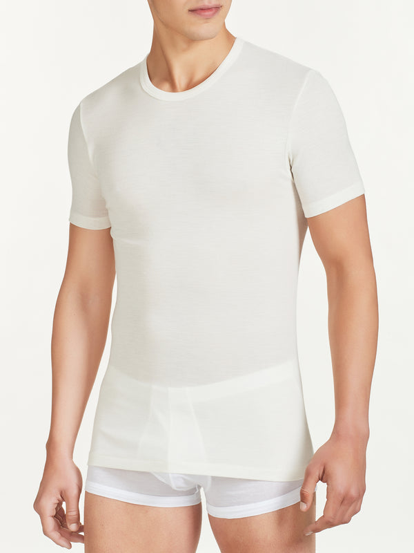 Maglia uomo marca Ragno serie WSK lana e seta modello girocollo a mezza manica - immagine 2
