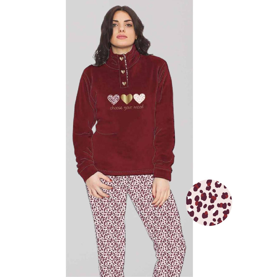 Pigiama donna marca Irge in morbido e caldo Coral (pile) - immagine 3