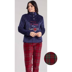 Pigiama donna marca Irge in morbido e caldo Coral (pile)