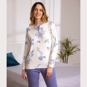 Pigiama donna in caldo cotone marca Irge modello chic premium in stampa floreale