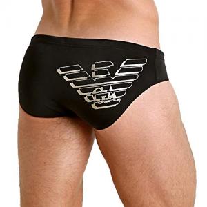 Costume uomo a slip Emporio Armani con stampa Aquila posteriore in colore nero in taglia 50/L
