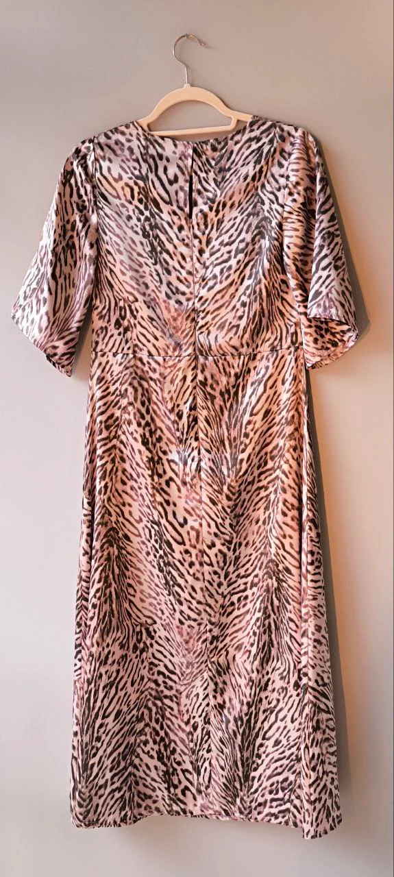 VESTITO MIDI RASO LEOPARDATO ROSA - immagine 4