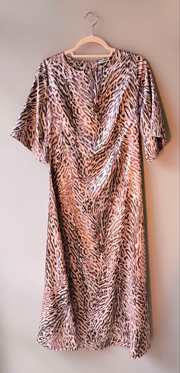 VESTITO MIDI RASO LEOPARDATO ROSA - immagine 5