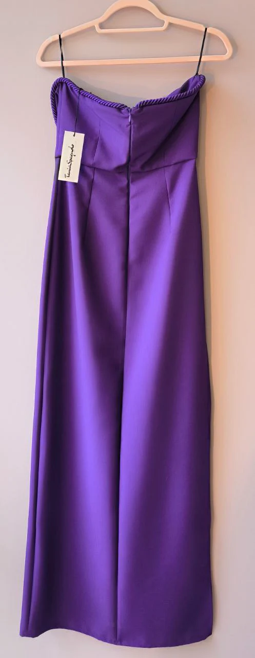 Abito Red Carpet Tubino Lungo viola scollo a cuore e spacco davanti - immagine 5