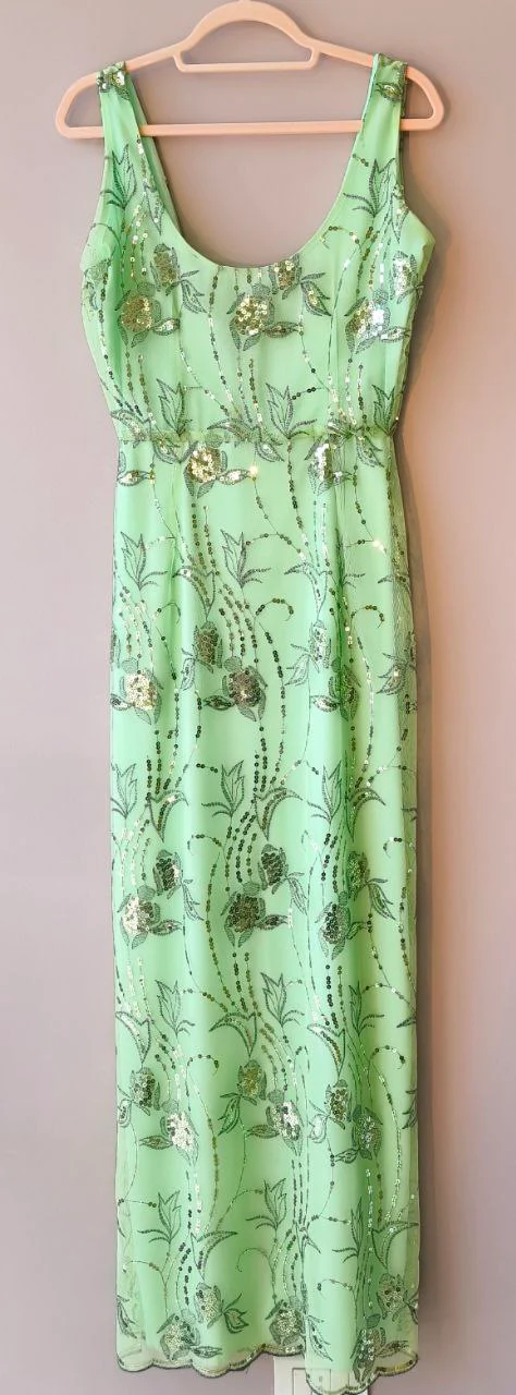 Abito Red Carpet Tubino Lungo in pizzo ricamato verde mela - immagine 3