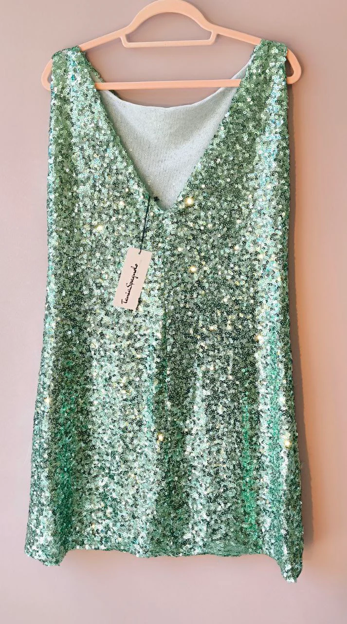 Abito Red Carpet Tubino Corto Da Cocktail in Paillettes e Piume - immagine 6