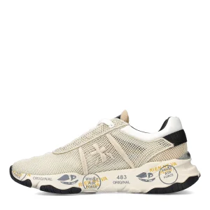 Sneakers Premiata da donna in tessuto beige buff 5844