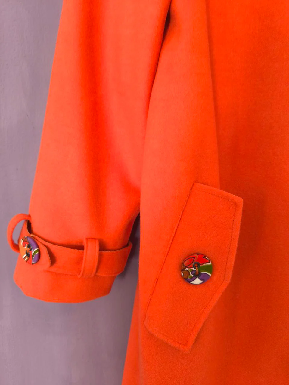 Cappotto arancione modello lungo con colletto - lana - immagine 6