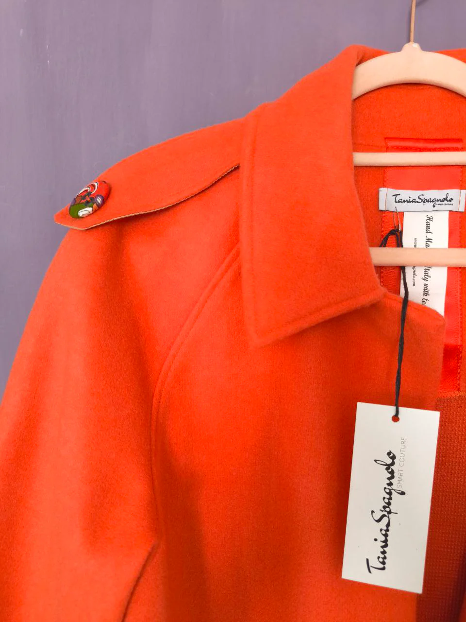 Cappotto arancione modello lungo con colletto - lana - immagine 5