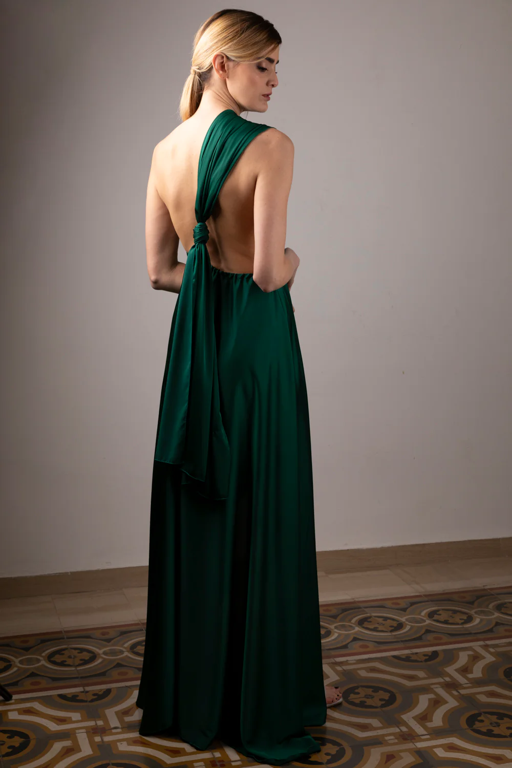 Abito Red Carpet Monospalla Lungo in raso con spacco frontale - immagine 4