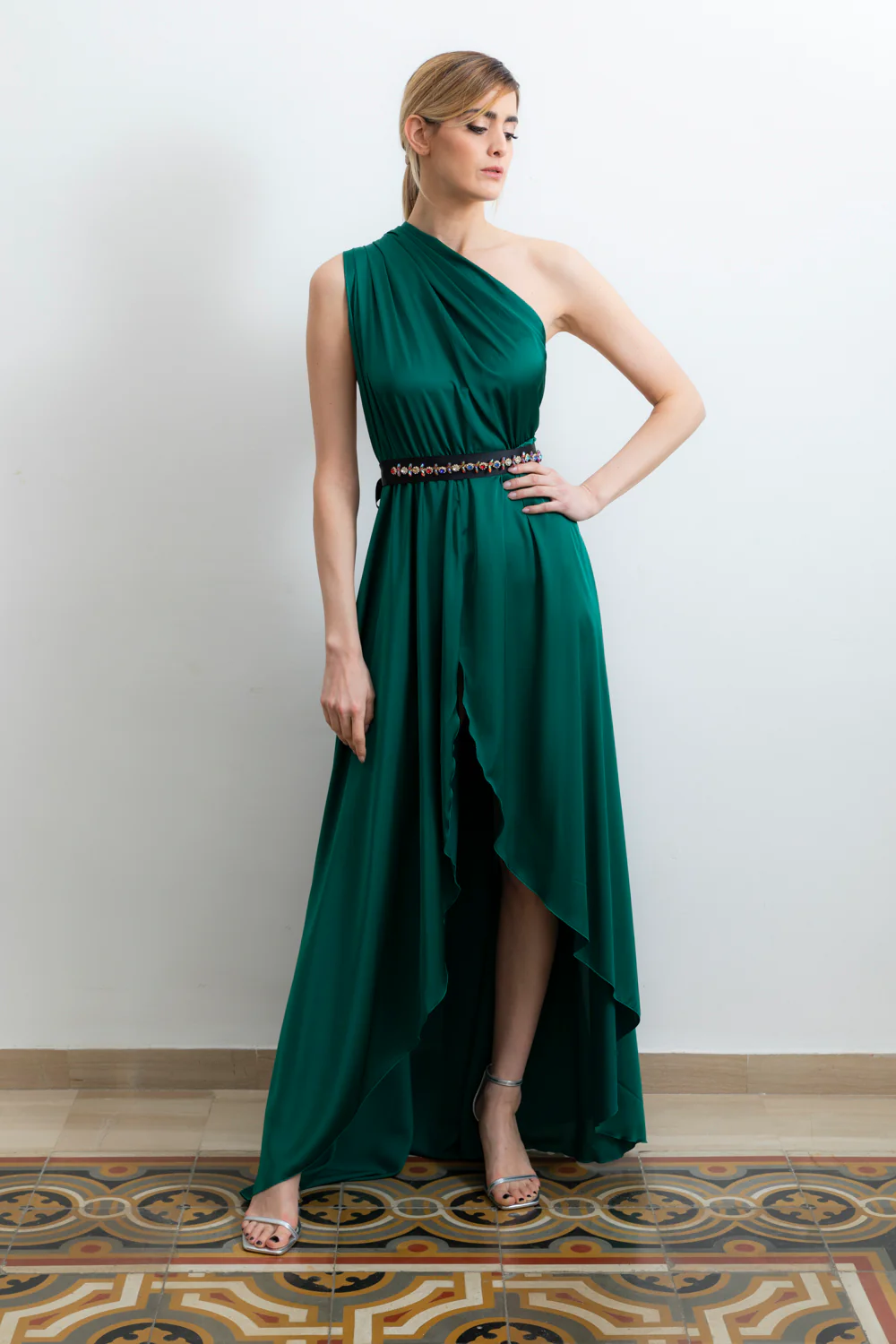 Abito Red Carpet Monospalla Lungo in raso con spacco frontale - immagine 3