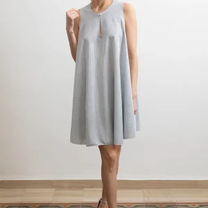 Abito Red Carpet Da Cocktail corto glitterato argento scollo diamante dietro