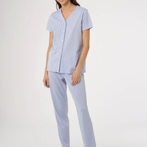 Pigiama donna marca Ragno a mezza manica e pantalone lungo in puro cotone