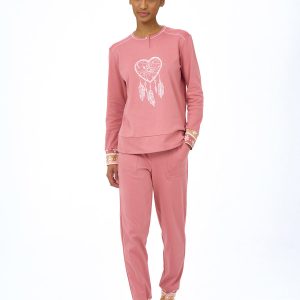 Pigiama donna marca Ragno in 100% caldo cotone fant. Dusty Rose
