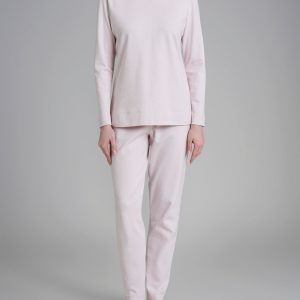 Pigiama Donna marca Ragno in 100% Caldo Cotone Interlock con scollo a V colore Rosa