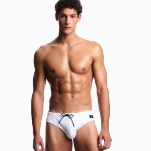 Costume uomo a slip Emporio Armani in tessuto piquet in colore bianco in taglia 50/L