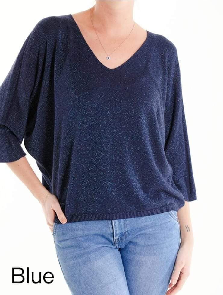 Maglia donna in lurex modello Chanellina con maniche a tre quarti in cotone e viscosa made in italy - immagine 6