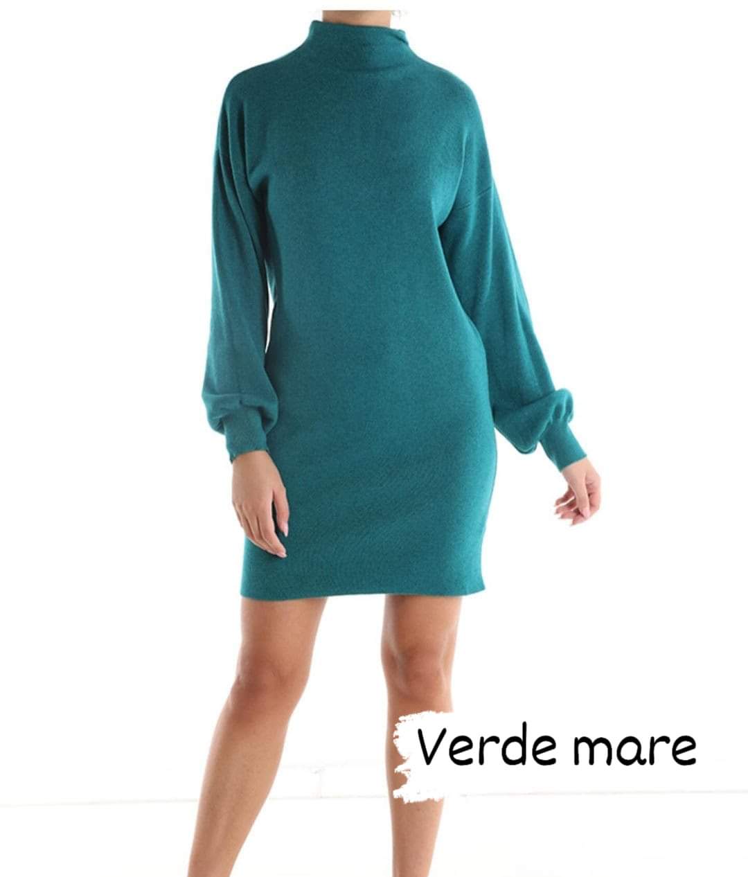 Abito/maxi maglia in tessuto a maglia a collo alto - immagine 9