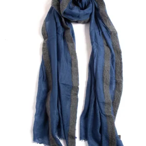 Sciarpa Mirror in the Sky in cachemire asfalt e blu ran souffle semi felted