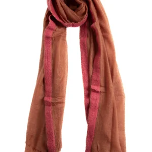 Sciarpa Mirror in the Sky in cachemire chili marrone e fuxia gran souffle semi felted