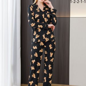 Pigiama donna Teddy in viscosa tutto aperto avanti