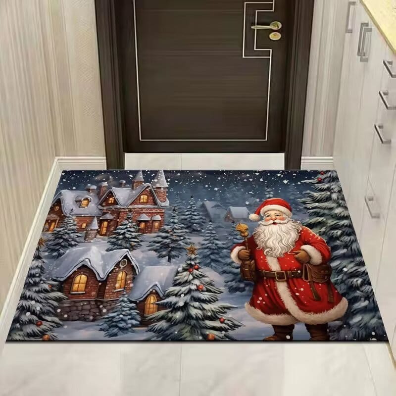 Tappeto magico super assorbente Babbo Natale nel villaggio