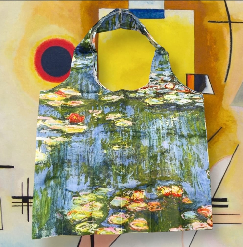 Shopping bag serie “quadri d’autore” modello “I fiori nell’ acqua” di Claude Monet