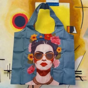 Shopping bag serie “quadri d’ autore” di Frida Kalo” modello autoritratto con occhiali