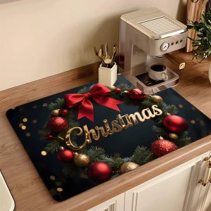 Tappetino natalizio da cucina super assorbente modello “Christmas” in microfibra vulcanizzata 40X50cm