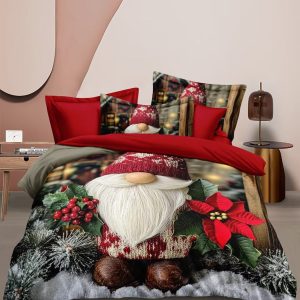 “Copripiumino matrimoniale natalizio double face con federe – 🎁  “Magia tra gnomi e stelle